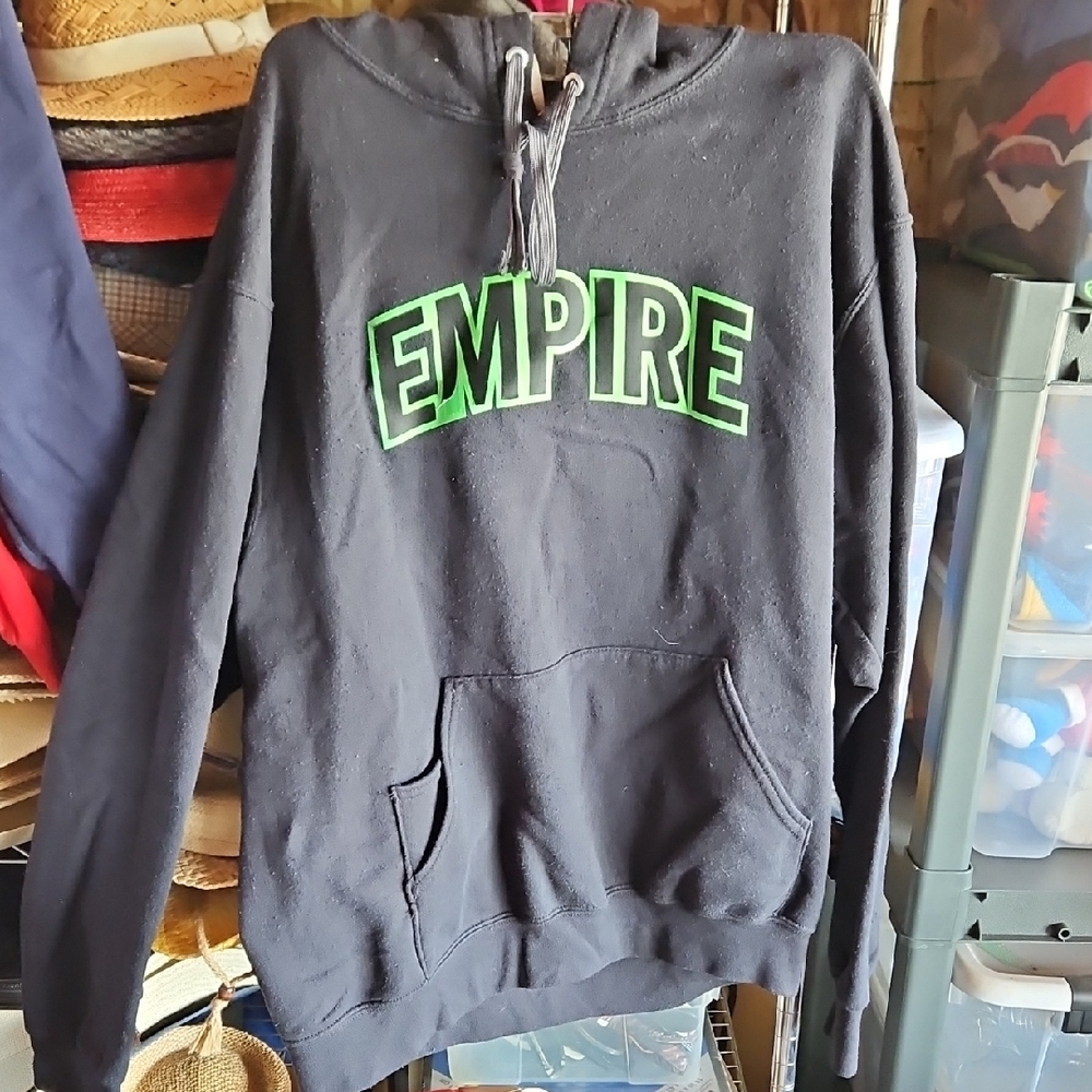🌟3/$25🌟 Black Hoodie with Green 'Empire' Logo Mens Medium